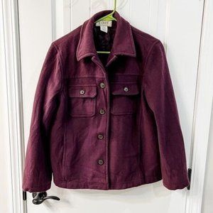 J. Crew Purple Wool Peacoat Jacket Accent Front Pockets Size Medium